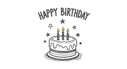 Celebrate the special day with this delightful birthday cake illustration perfect for all your festive party decorations and greeting cards