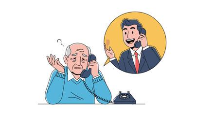 Old man and younger businessman talking on the phone communicating effectively through conversation