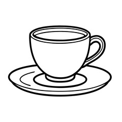 Coffee cup hand drawn outline doodle icon. Saucer and cup of coffee vector sketch illustration for print, web, mobile and infographics isolated on white background.