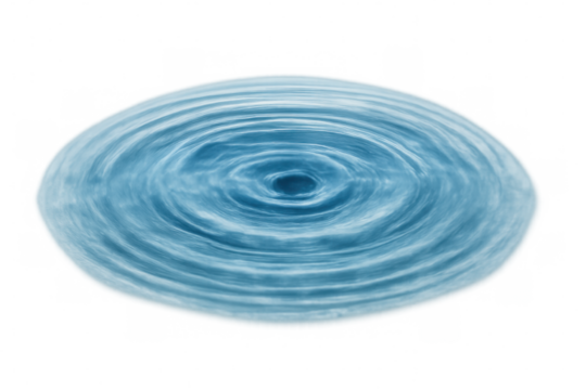 Water vortex creating concentric ripples on a transparent background, ideal for motion graphics and visual effects
