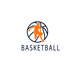  Female Basketball Player Silhouette in Ball Logo