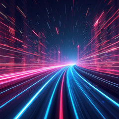 Png futuristic technological style. Png abstract background with speed lines. Neon color rays vector abstract background. The light lines of the road a blue light background creating of movement 