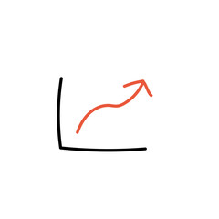 業績向上・売上増加を表現するシンプルな手描きグラフ｜ビジネス成長や右肩上がりのイメージに使える上昇矢印イラスト