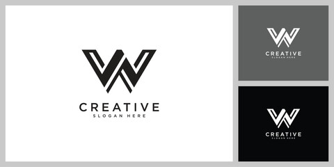 Modern Letter W Logo Design Template with Black and White Color.
