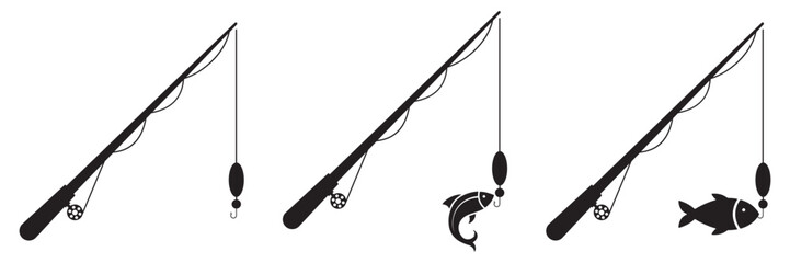 Fishing Hook Icons Collection – Vector Silhouettes and Logo Elements for Angling and Outdoor Design