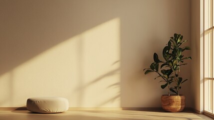 Tranquil meditation room for calm mind home interior gigapixel quality sunlit environment serene viewpoint