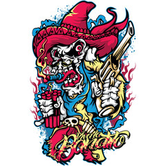 the devil with a skull and horns