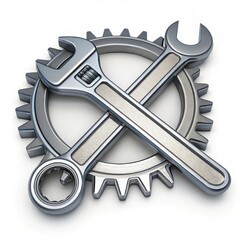 Adjustable wrench and gear symbolizing mechanical repair and engineering