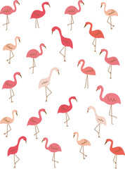 pattern set of pink flamingos