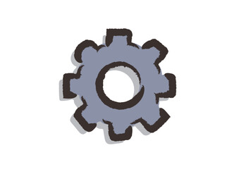 筆で描いた、アイコン「歯車（設定、スタートアップ、コントロール）」, A brush-drawn icon 