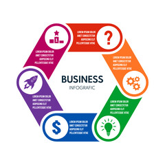 6 steps octagon round arrows, cycle diagram inforgaphic, report or presentation vector template, business process illustration