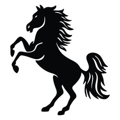 Elegant black horse rearing up silhouette design element for equine branding and logo creation