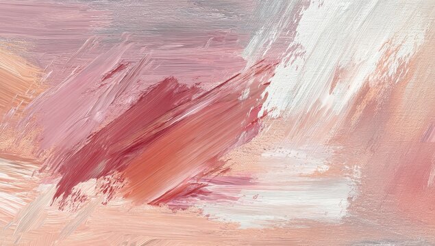 Abstract painting in muted pinks, creams, and greys