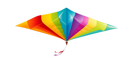 A colorful kite with rainbow pattern on a transparent background