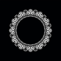 Decorative frame Elegant vector element for design in Eastern style, place for text. Floral black and white border. Lace illustration for invitations and greeting cards.