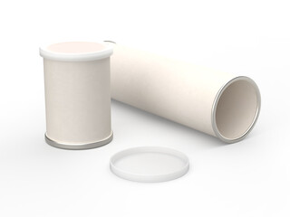 Isolated model of paper tube packaging on transparent background.