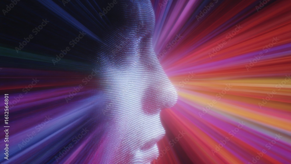 Poster in privacy era of 5g, vibrant colors and digital patterns create mesmerizing visual experience that 