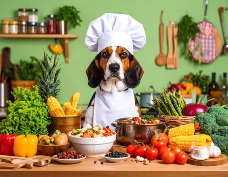 Dog chef in a kitchen (1) - Powered by Adobe
