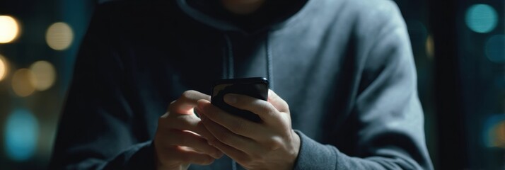 Phone Scammer Sends Fraudulent SMS From Spoofed Number in Urban Setting Late at Night