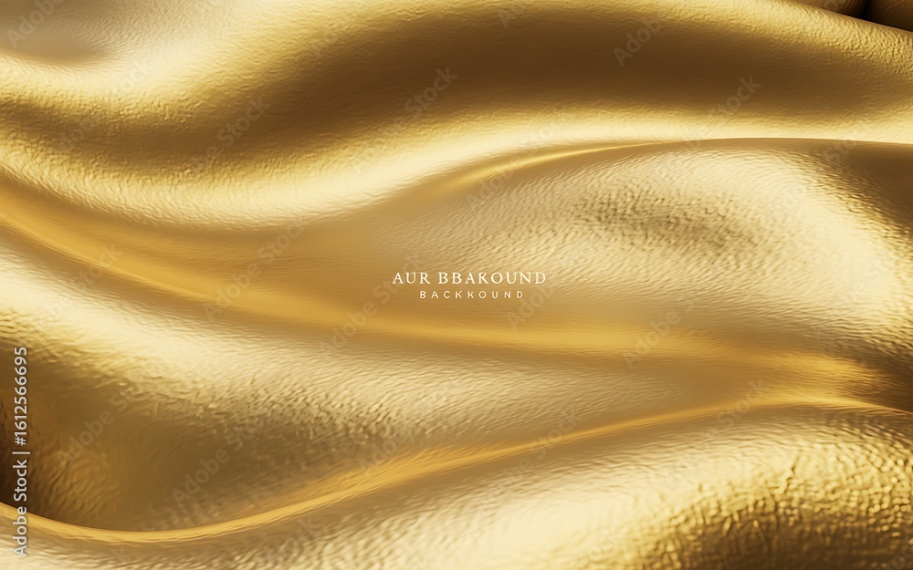 Poster elegant gold metallic fabric background with smooth flowing waves and subtle textures for luxury des