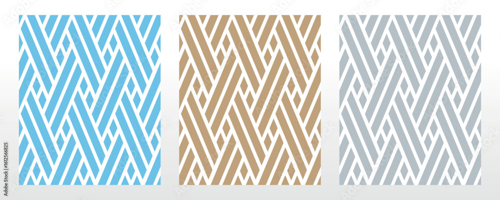 Poster set of abstract geometric patterns. seamless vector backgrounds. colored ornaments graphic modern pa