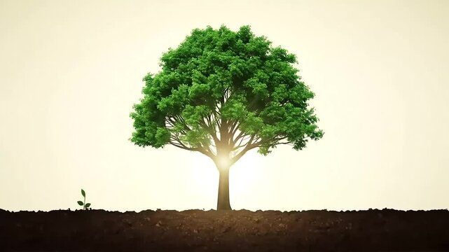Plant Life Cycle Animation With Growing Plants, Earth Globe and Recycling Symbol