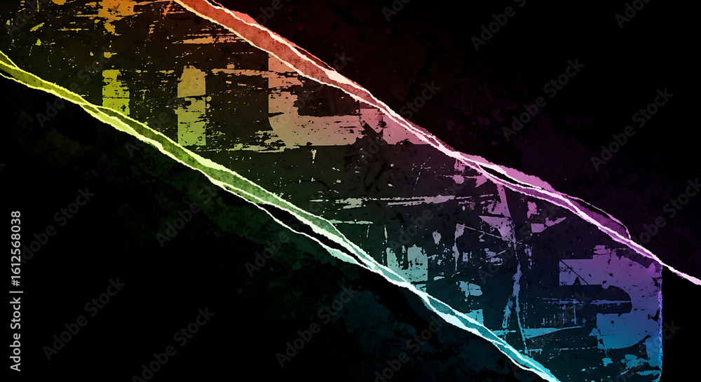 Aufkleber abstract background with colorful geometric shapes and glowing lines on a dark surface
