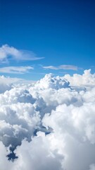 High altitude view of fluffy clouds