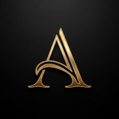 The letter A looks elegant with its metallic gold design.
The design is simple yet luxurious, with a curved line at the bottom center, giving it a classic and modern feel.
