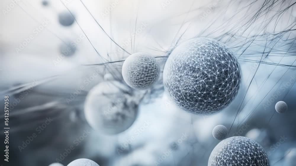 Poster abstract depiction of cellular structures or microscopic life forms in motion