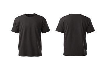Naklejka premium Front and back view of a plain dark grey t shirt with short sleeves and a crew neck isolated on transparent background