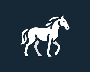 Obraz premium Elegant Horse Stallion Vector Silhouette in Minimalist Style