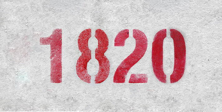 red spray-painted number 1820 sprayed onto a white wall.