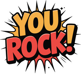 Dynamic pop art saying YOU ROCK! transparent png vector