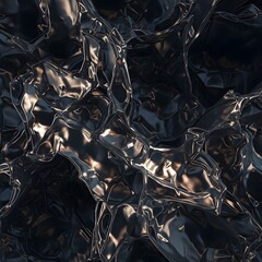 Abstract dark metallic texture, swirling, reflective, glossy, folds, liquid-like.