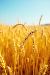 Obraz premium Golden barley stalks harvested in a sun-drenched field, ready for processing The abundant crop shows healthy, ripe grains, signifying a successful harvest season , nature, crop, food