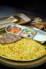 Nasi Kebuli, Indonesian variation of pilaf with Arabic rice influence, cook with goat, lamb or chicken, Spiced  with Clove, Cinnamon and garlic.