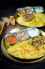 Nasi Kebuli, Indonesian variation of pilaf with Arabic rice influence, cook with goat, lamb or chicken, Spiced  with Clove, Cinnamon and garlic.