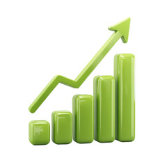 Bright Cartoon Bar Chart with Rising Green Arrow Illustrating Growth and Success in Business and Financial Contexts