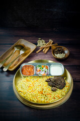 Nasi Kebuli, Indonesian variation of pilaf with Arabic rice influence, cook with goat, lamb or chicken, Spiced  with Clove, Cinnamon and garlic.