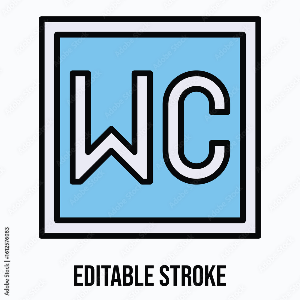 Aufkleber wc signboard vector icon, isolated vector lineal color style icon, editable stroke.