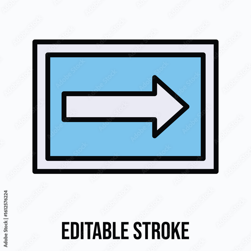Poster left arrow sign vector icon, isolated vector lineal color style icon, editable stroke.
