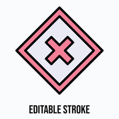 Fototapeta premium Cross Sign Vector Icon, Isolated Vector Lineal Color Style Icon, Editable Stroke.