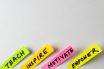 Colorful Sticky Notes Highlight Inspirational Words on a Grey Background