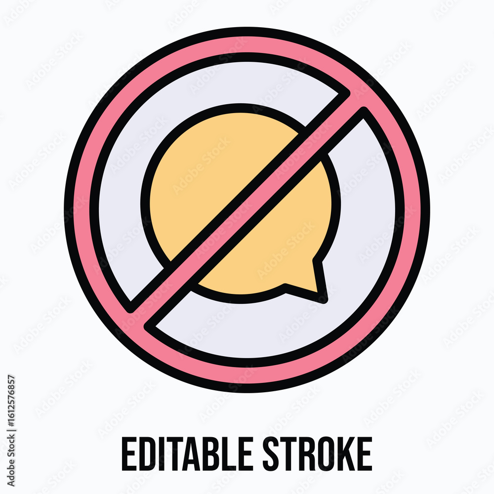 Poster cancel chat box and message sign, remove and delete comment sign vector icon, isolated vector lineal