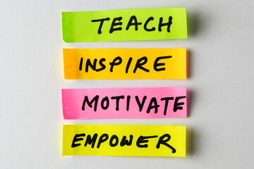Colorful Sticky Notes Highlight Inspirational Words on a Grey Background