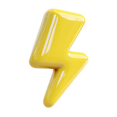 Bright Yellow Cartoon Lightning Bolt Design, Cute and Chubby Style Illustration for Fun and Playful Themes