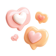 Colorful Pastel Heart-Shaped Bubbles on Transparent background for Creative Design and Love Themes