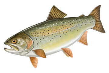 Obraz premium Brown trout fish swimming isolated on transparent background