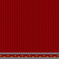 Red Knitted Fabric Pattern with Decorative Yellow and White Details